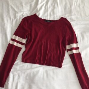 Maroon Long Sleeve Cropped Shirt